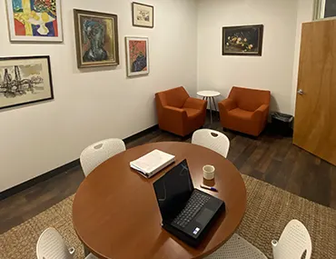 Executech Offices in Hillsboro and Portland Airport Office Rental with Round Table and Low Profile Chairs